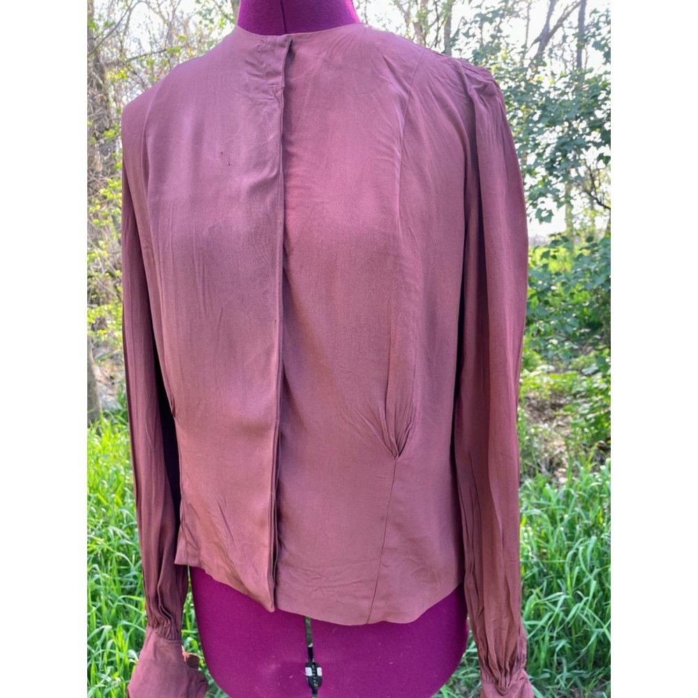 Vintage1930s Brown French Cuff Blouse Jane Compton TLC Study Piece